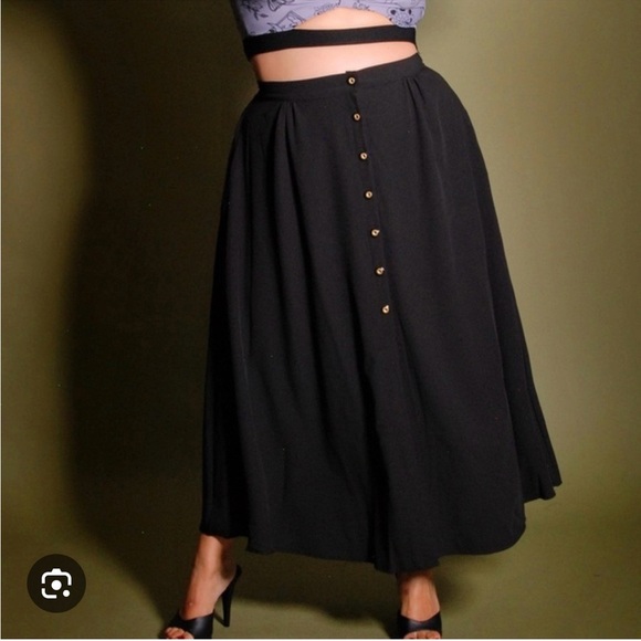 Pinup Girl Clothing- Selene Button Front
Midi Skirt in Black - Picture 1 of 9